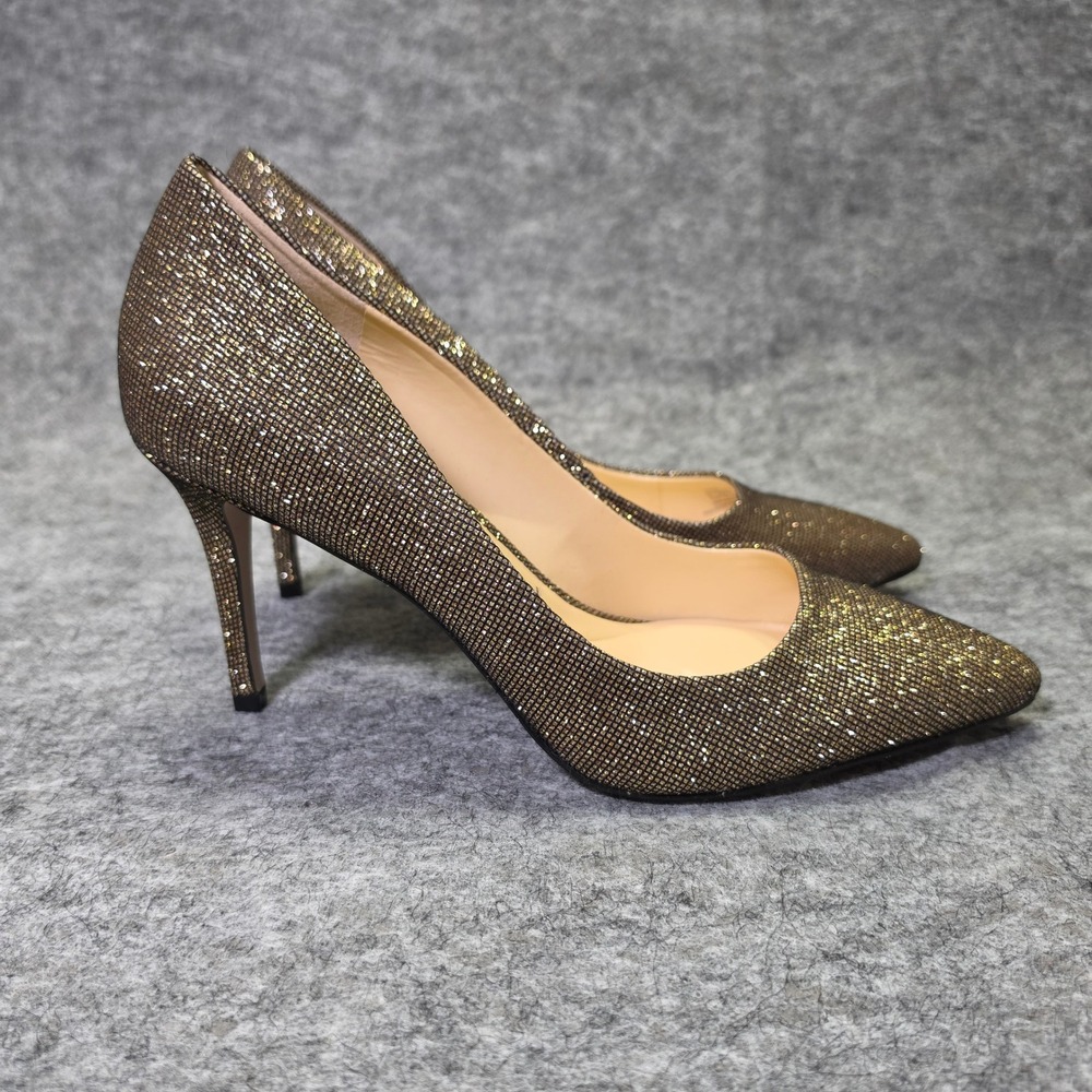 Jessica Simpson Womens Apelphan Pump Fabric Bronze‎ Gold 9.5M Shimmer Stiletto